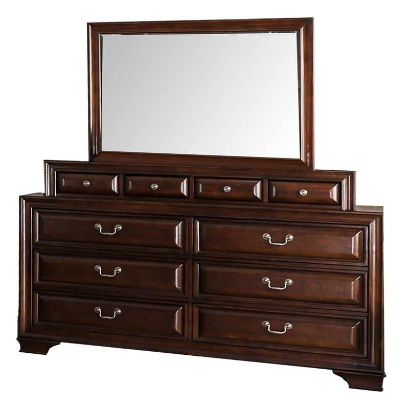 Bowery Hill 4-Piece Queen Bedroom Set in Cherry Brown with USB Ports