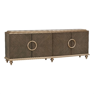 Bowery Hill Contemporary Wooden 4-Door Console Cabinet in Brown