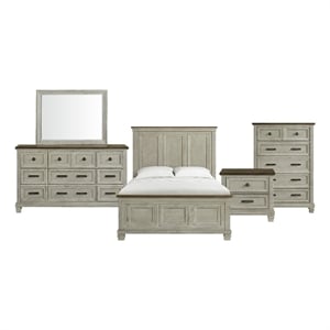 Bowery Hill Bloomfield Panel 5-Piece Bedroom Set in Charcoal Finish