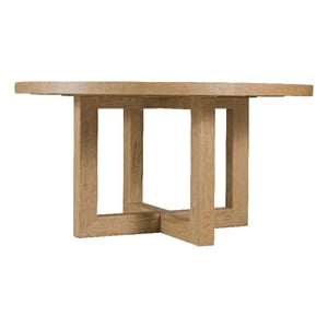Bowery Hill 60in Round Pedestal Dining Table in Light Brown Wood