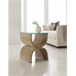 Bowery Hill Bohemian Woven Rope End Table with Tempered Glass Top