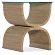 Bowery Hill Bohemian Woven Rope End Table with Tempered Glass Top