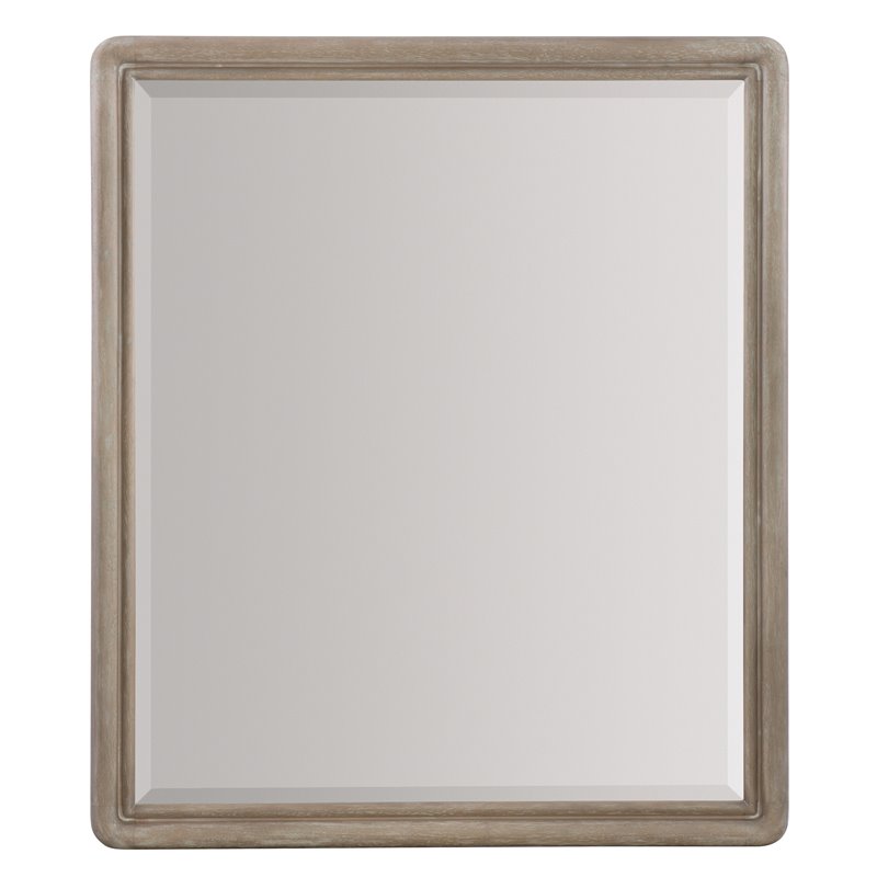 Bowery Hill Beveled Bedroom Mirror in Antique White and Greige