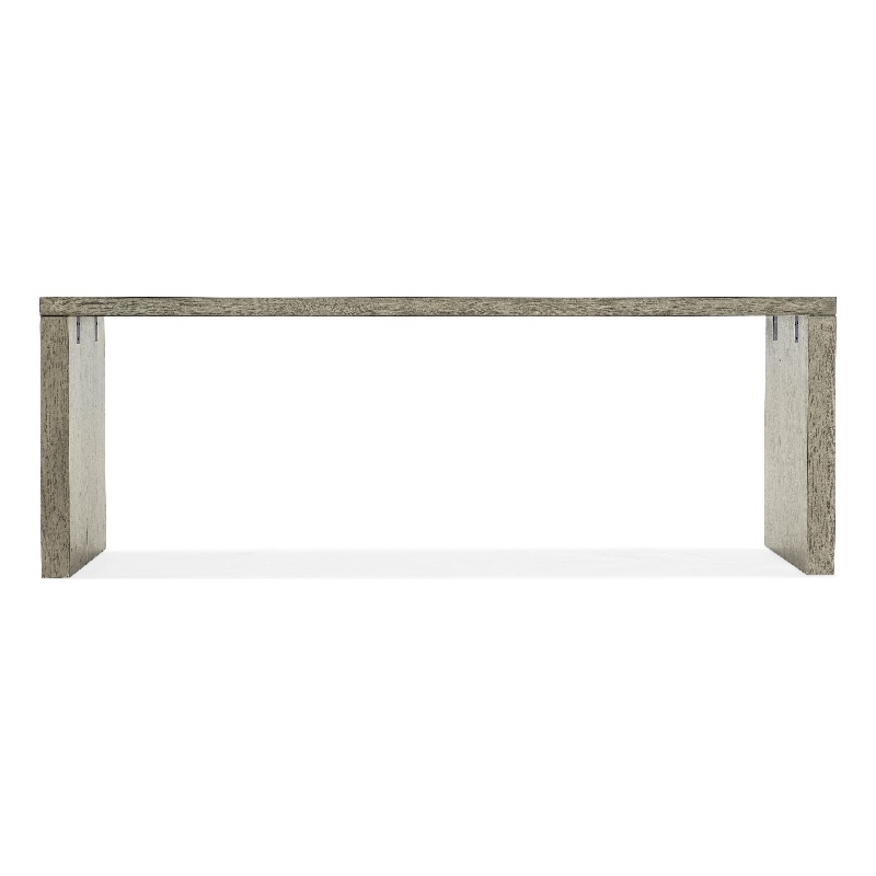 Bowery Hill 84in Home Office Desk in Soft Smoked Gray Oak Finish