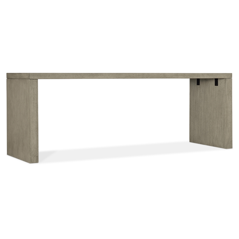 Bowery Hill 84in Home Office Desk in Soft Smoked Gray Oak Finish