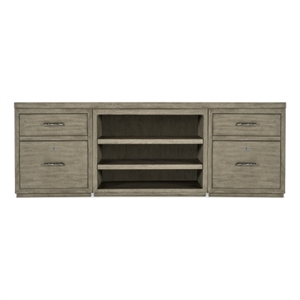 Bowery Hill 84in Home Office Credenza with Open Cabinet and Files
