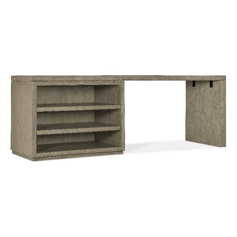 Bowery Hill 84in Home Office Desk with Open Cabinet in Smoked Gray