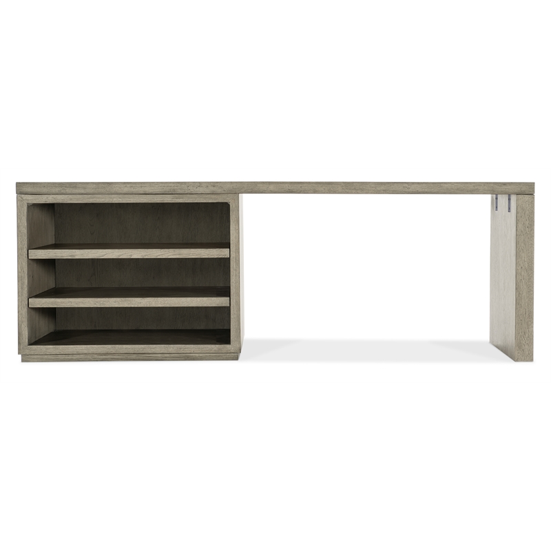 Bowery Hill 84in Home Office Desk with Open Cabinet in Smoked Gray