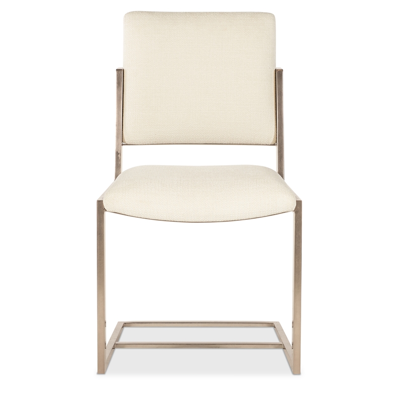 Bowery Hill Metal Cantilever Dining Chair in Beige Wood Finish
