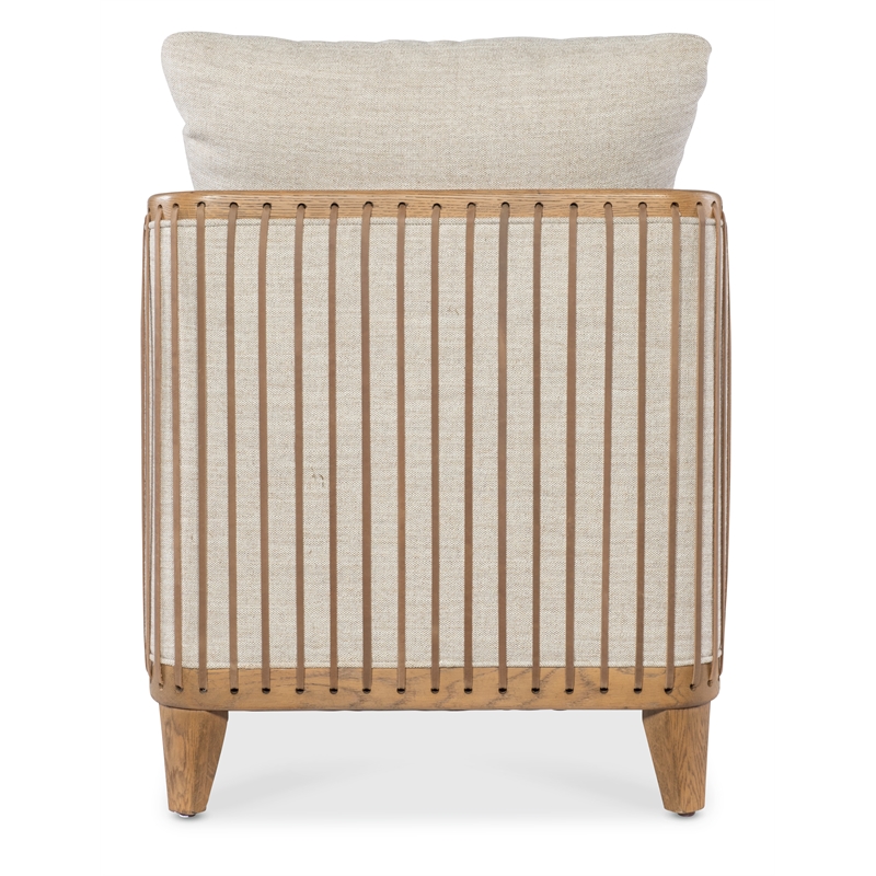 Bowery Hill Stationary Accent Chair in Beige Linen with Oak Frame