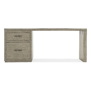 Bowery Hill 72in Home Office Desk with One File Drawer in Smoked Gray