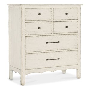 Bowery Hill 6-Drawer Bedroom Chest in White Distressed Wood Finish