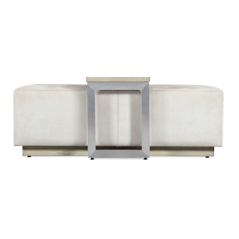 Bowery Hill Bridged Hair-on-Hide Leather Cocktail Table in White