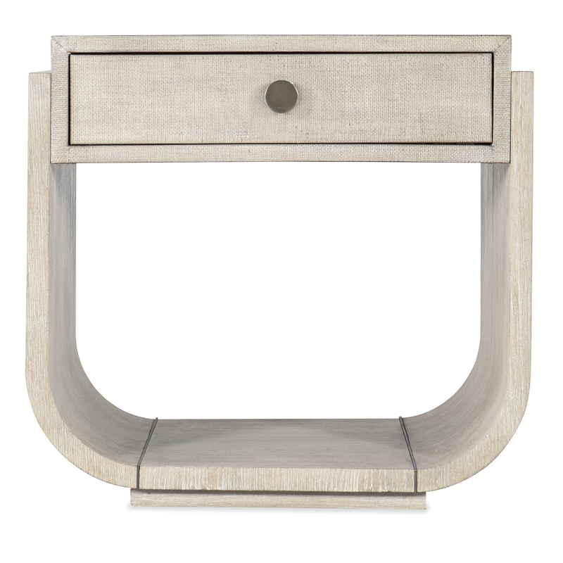 Bowery Hill Rectangle Wood End Table with Raffia Drawer in Natural
