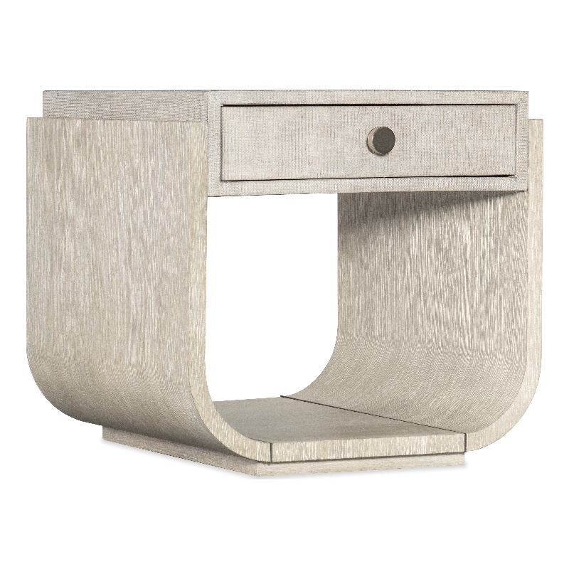 Bowery Hill Rectangle Wood End Table with Raffia Drawer in Natural