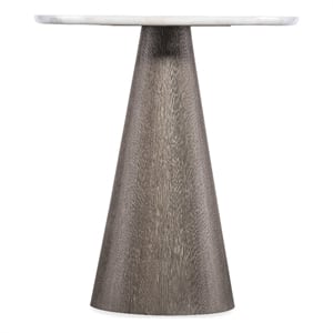 Bowery Hill Round White Marble Top Accent Table in Earthy Brown