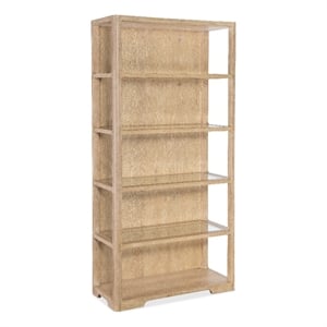 Bowery Hill Wood Framed Etagere with 4 Glass Shelves in Beige