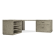 Bowery Hill Home Office Corner Desk with Open Cabinet and File