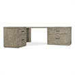 Bowery Hill Home Office Corner Desk with Lateral File in Gray