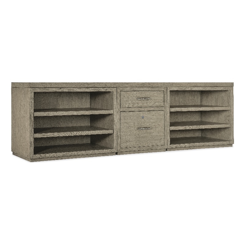 Bowery Hill 96in Home Office Credenza with Two Open Cabinets
