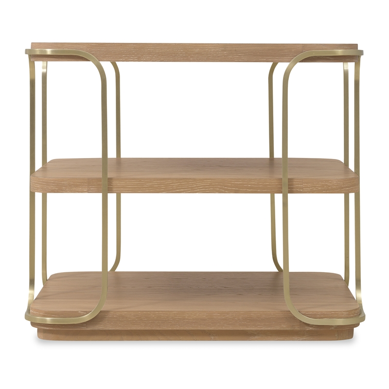 Bowery Hill Open Shelf End Table with Brass Supports in Natural Wood