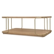Bowery Hill Rectangle Cocktail Table with Brass Trim in Natural Wood