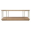Bowery Hill Rectangle Cocktail Table with Brass Trim in Natural Wood