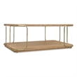 Bowery Hill Rectangle Cocktail Table with Brass Trim in Natural Wood