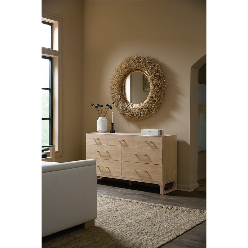 Bowery Hill 7-Drawer Dresser in Natural Wood Desert Oak Finish