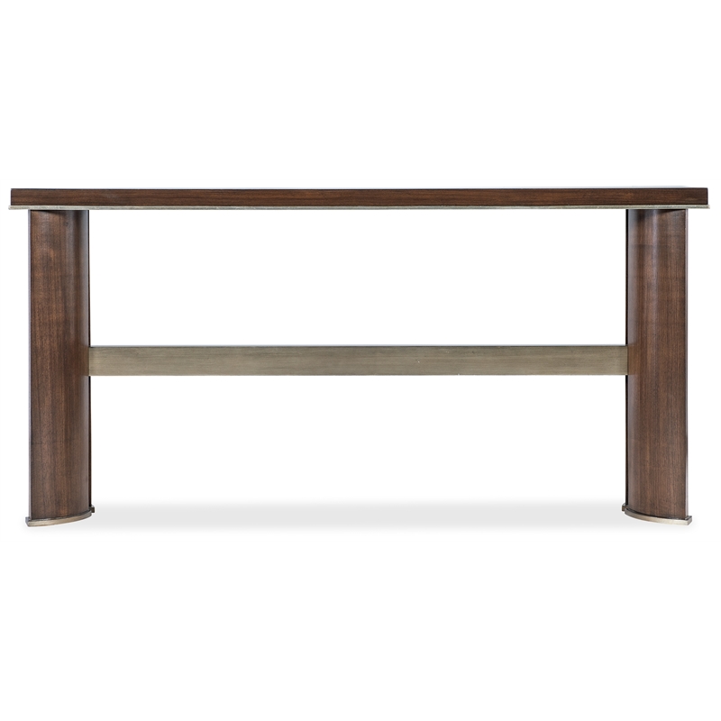 Bowery Hill Narrow Console with Concave Legs in Dark Brown Wood