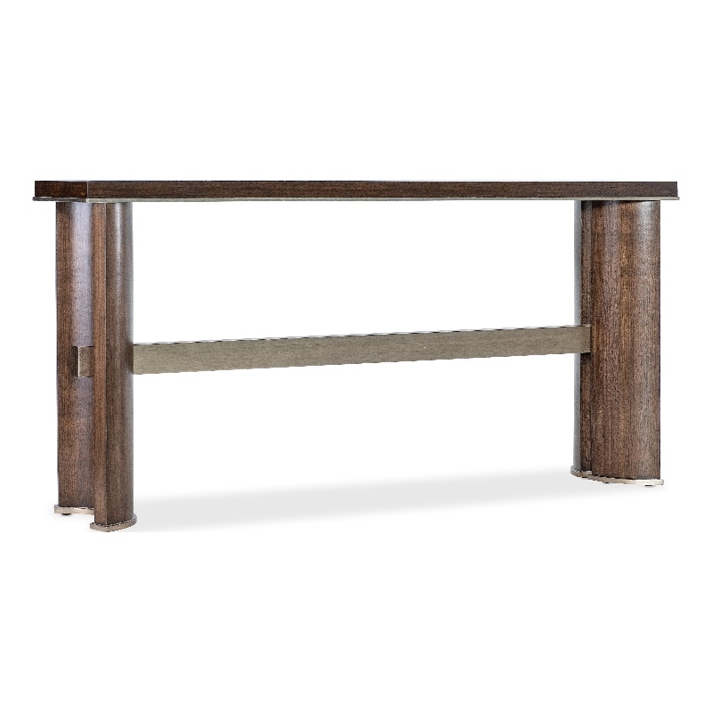 Bowery Hill Narrow Console with Concave Legs in Dark Brown Wood