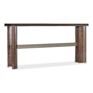 Bowery Hill Narrow Console with Concave Legs in Dark Brown Wood