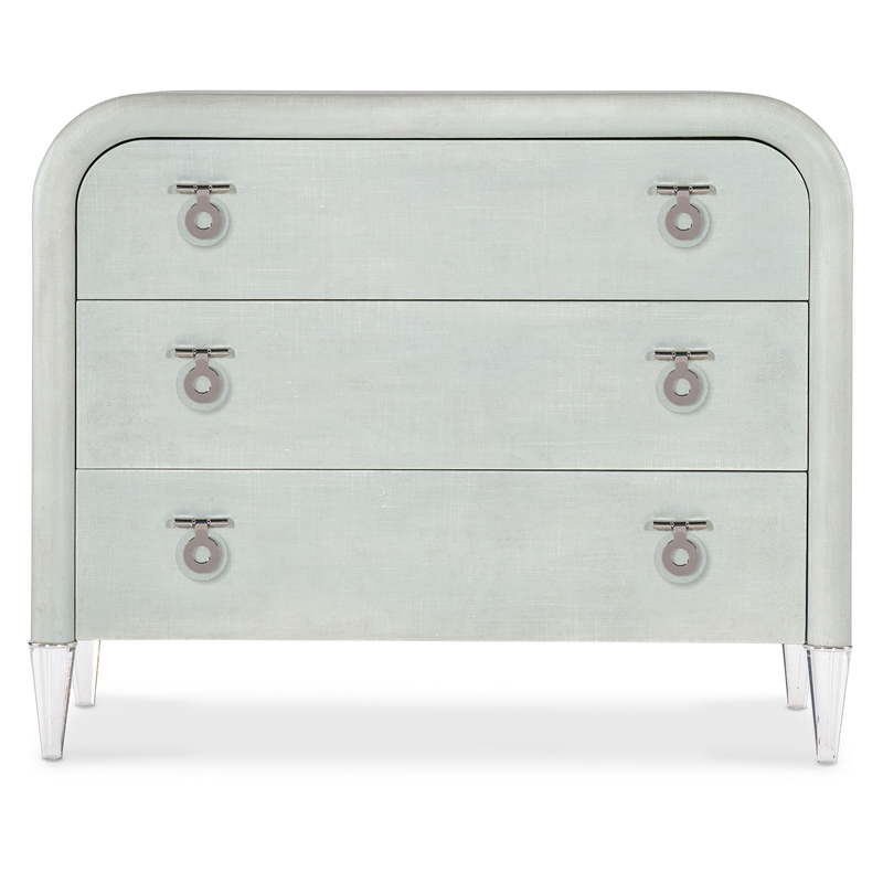 Bowery Hill 3-Drawer Linen Accent Chest with Acrylic Legs in Green