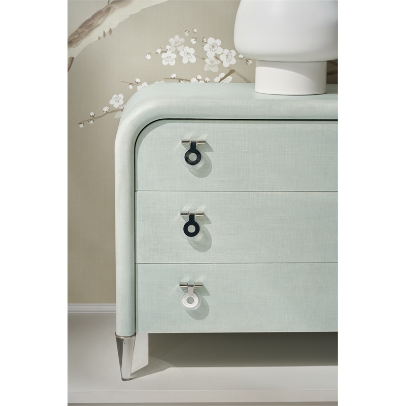 Bowery Hill 3-Drawer Linen Accent Chest with Acrylic Legs in Green