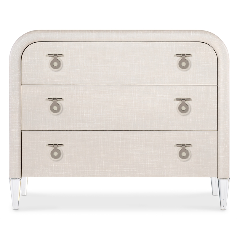 Bowery Hill 3-Drawer Linen Accent Chest with Acrylic Legs in Cream