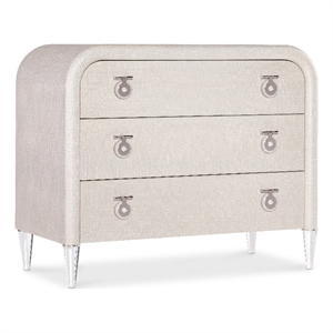 Bowery Hill 3-Drawer Linen Accent Chest with Acrylic Legs in Cream