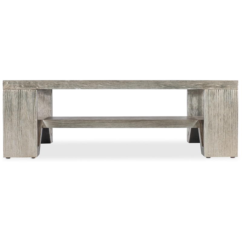 Bowery Hill Square Cocktail Table with Glass Top in Silver Leaf