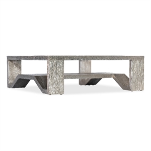 Bowery Hill Square Cocktail Table with Glass Top in Silver Leaf