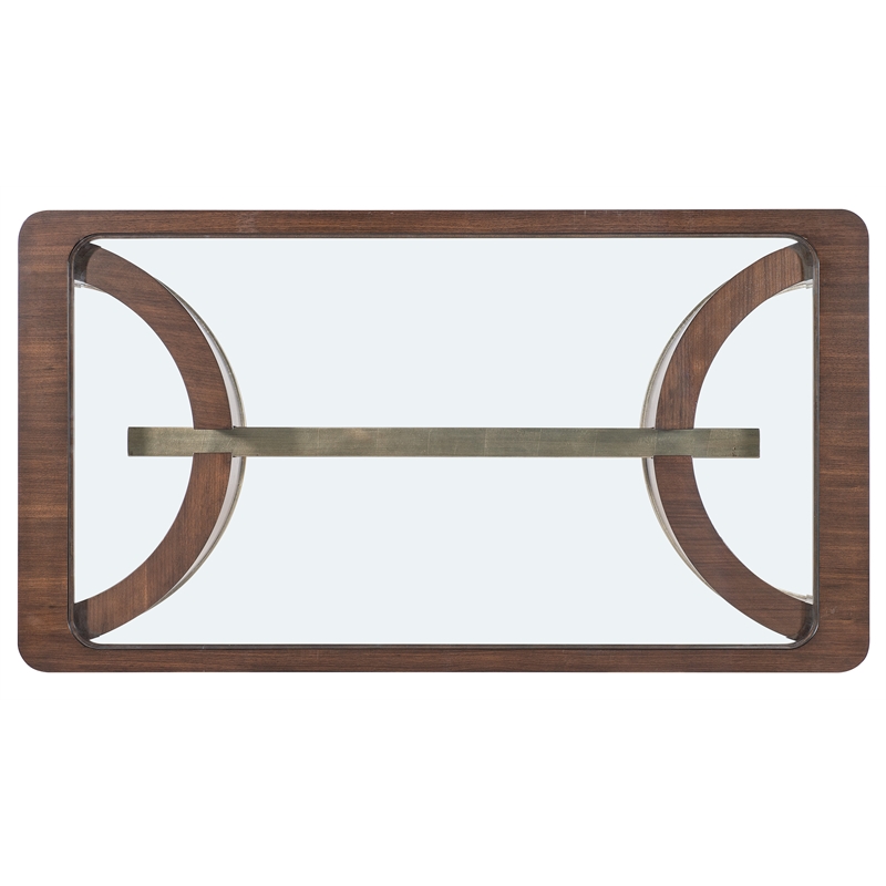 Bowery Hill Rectangle Cocktail Table with Glass Insert in Dark Brown