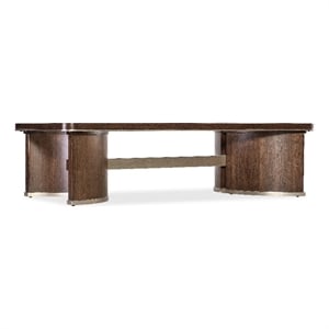 Bowery Hill Rectangle Cocktail Table with Glass Insert in Dark Brown