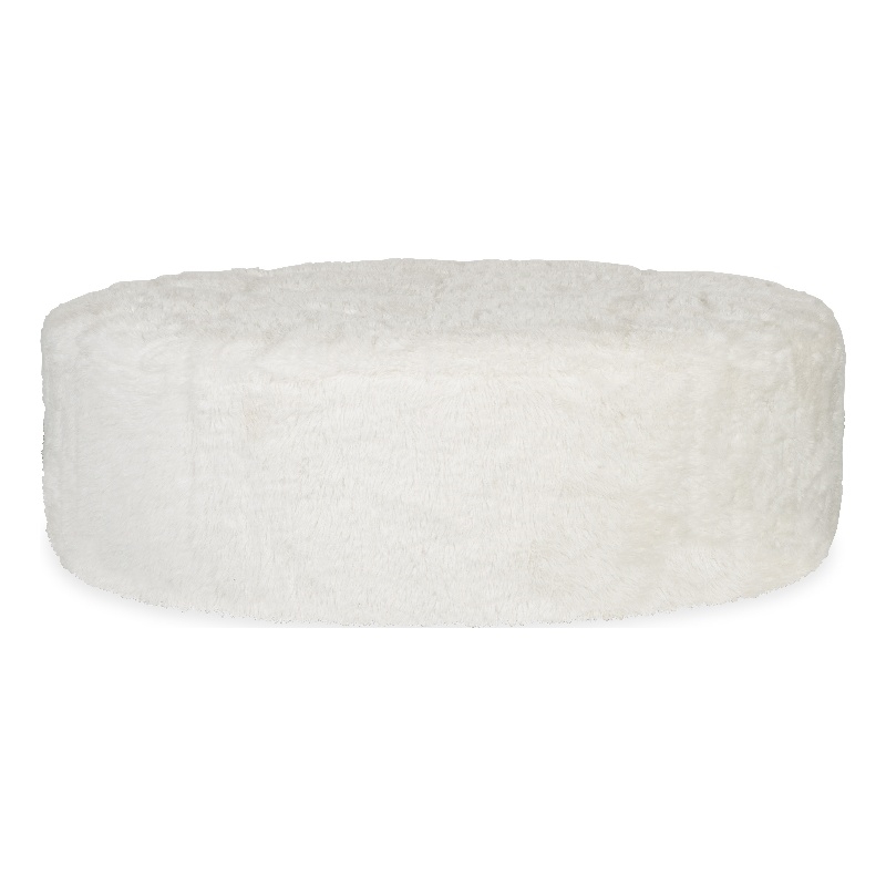 Bowery Hill 48in Mega Plush Round Ottoman in Soft White Fabric