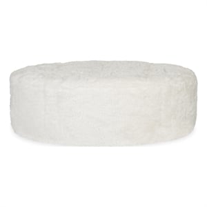 Bowery Hill 48in Mega Plush Round Ottoman in Soft White Fabric