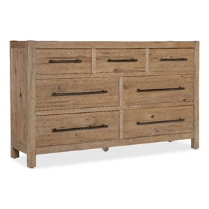 Bowery Hill 7-Drawer Bedroom Dresser in Light Natural Wood Finish