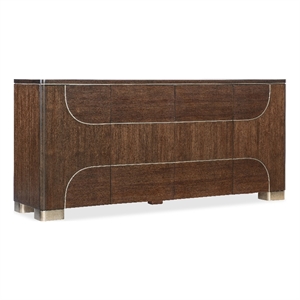 Bowery Hill Four-Door Media Credenza in Dark Walnut Wood Finish