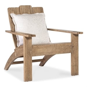 Bowery Hill Adirondack-Style Accent Chair in Beige with Hickory