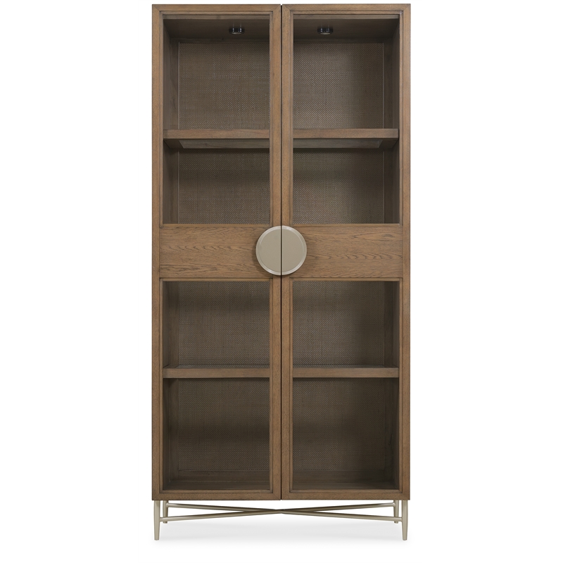 Bowery Hill Display Cabinet with Glass Doors in Medium Brown Wood