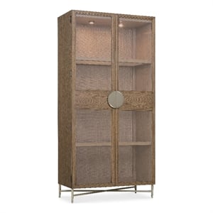 Bowery Hill Display Cabinet with Glass Doors in Medium Brown Wood