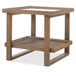 Bowery Hill Rectangle End Table with Glass and Cane in Medium Brown
