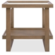 Bowery Hill Rectangle End Table with Glass and Cane in Medium Brown