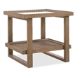 Bowery Hill Rectangle End Table with Glass and Cane in Medium Brown